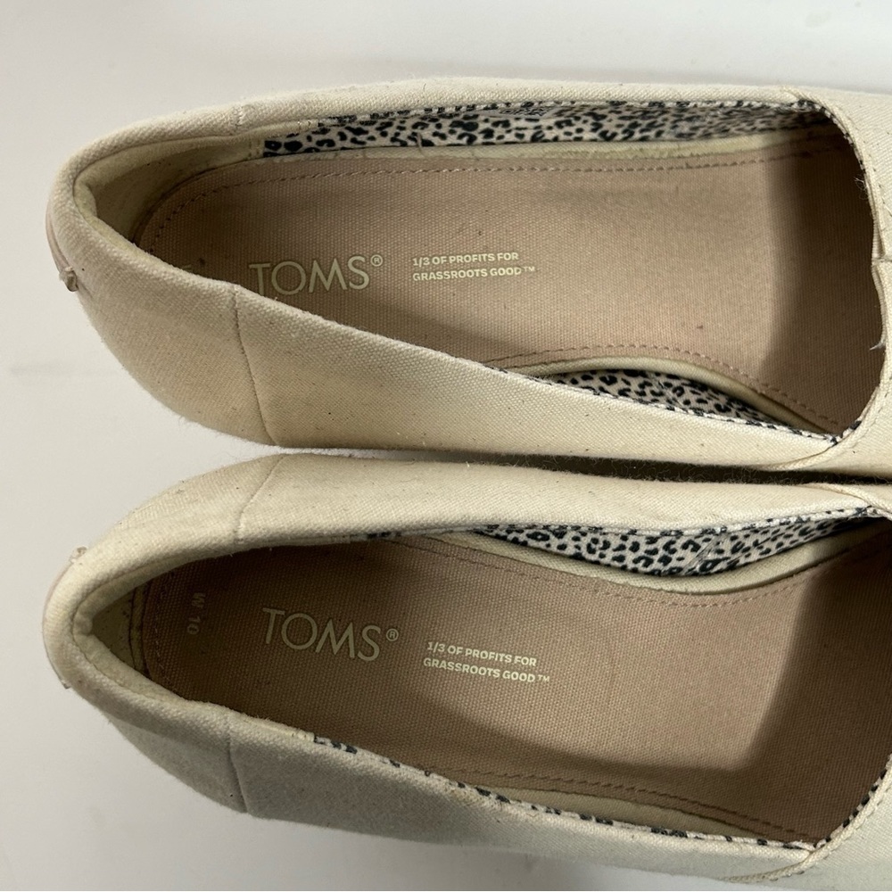 Toms Michele Canvas Peep Toe Wedge Espadrilles - Picture 13 of 16